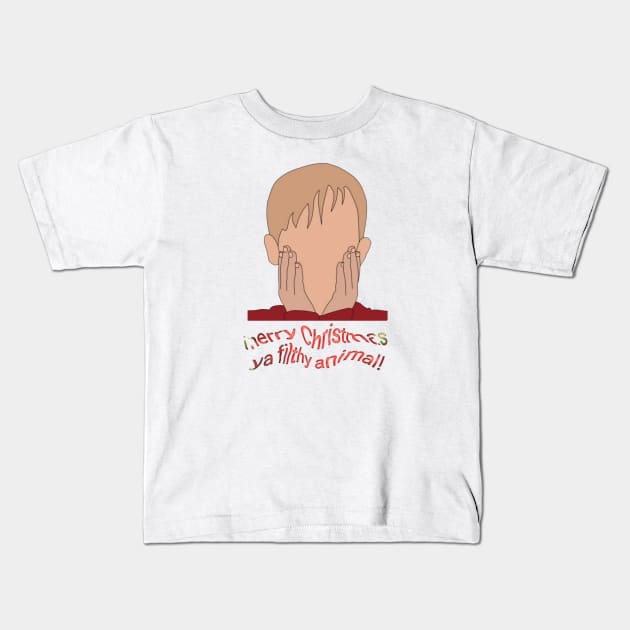 Merry Christmas ya filthy animal! Home alone Kids T-Shirt by lunareclipse.tp